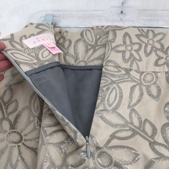 PINK Tartan 2 Piece Suit Floral Metallic Jacket & Skirt Career Wedding Size 4/6 - Picture 4 of 12